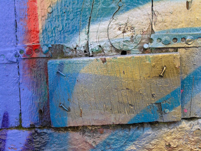 gorgeous blue wood, citi wallz series, by Naomi Pitcairn