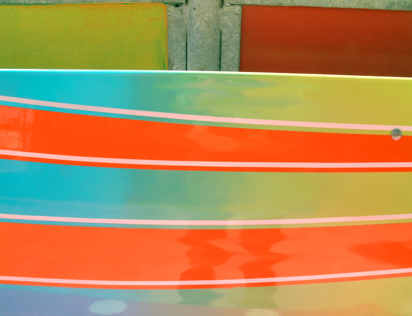 shiny orange stripes, citi wallz series, by Naomi Pitcairn
