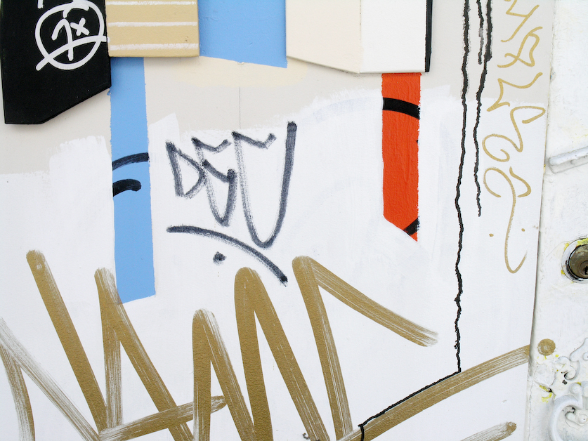 white red and blue, citi wallz series, by Naomi Pitcairn