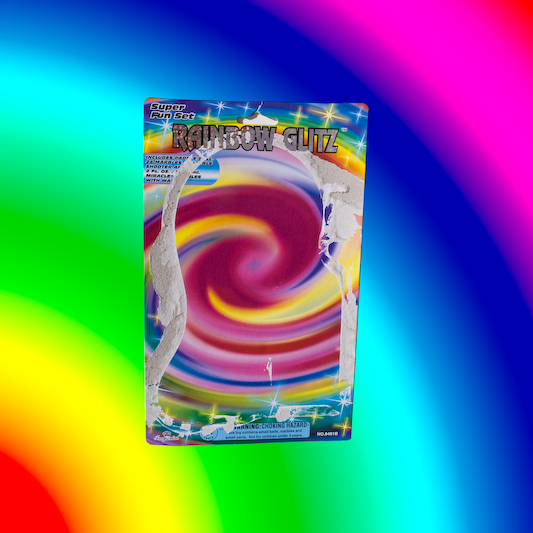 rainbow glitz, empty packages series, by Naomi Pitcairn